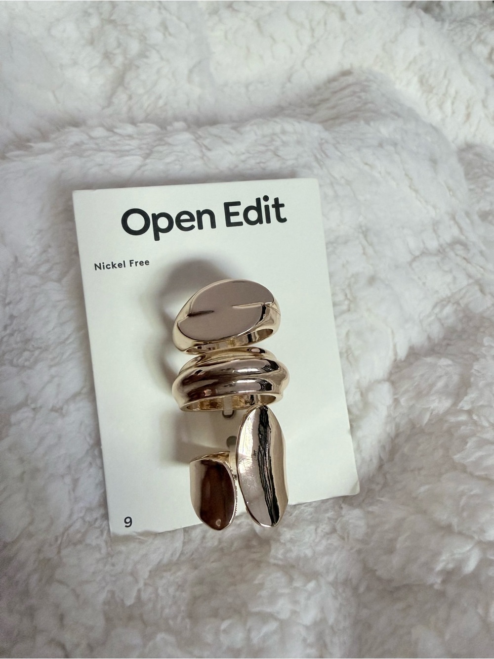 New! Nordstrom Open Edit Chunky Gold Ring Set Size 9